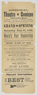 Flyer, Original Theatre Comique...