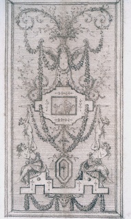 Drawing, Design for a Decorative Panel (with Nymphs and Garlands)