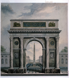 Drawing, Triumphal Arch on an Ideal Piazza