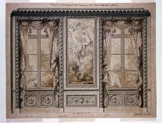 Drawing, Design for a Window Wall with Tapestry Panel, Chateau de Craon