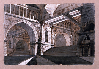 Drawing, Stage Design, Underground Stairways and Galleries of a Fortified Palace
