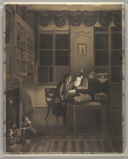 Drawing, Interior with a Man Reading at His Desk
