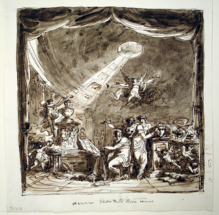 Drawing, Stage Curtain: Temple of Fame