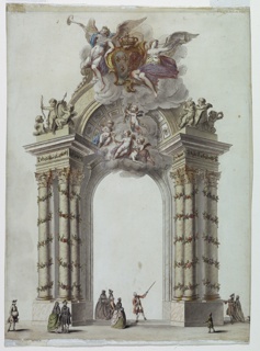 Drawing, Gate to the Temple of Hymen, Pavilion Erected in the Place Dauphin, Paris, France