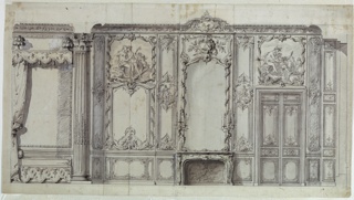 Drawing, Wall Elevation of the Bedroom of the Prince de Rohan, Hôtel de Soubise, Paris
