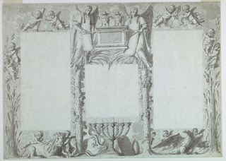 Drawing, Framework in three sections, possibly for an altar tablet