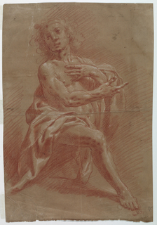Drawing, Kneeling Man