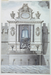 Drawing, Fountain with the arms of Pope Clement XI Albani