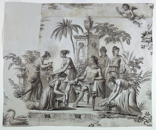 Drawing, Fragment of a cartoon for cotton printing: Apollon et Muses