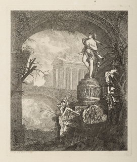 Print, Femme dressée sur un piédestal orné de bas-reliefs (Woman Standing on a Pedestal Decorated with Bas-Reliefs)