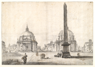 Drawing, Piazza del Popolo, Rome