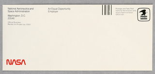 Envelope, NASA letterhead, red typo
