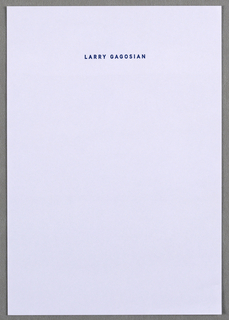 Letterhead, Letterhead for Larry Gagosian
