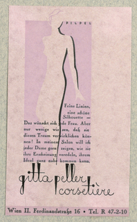 Business Card, Gitta Peller, Corsetière, Wien