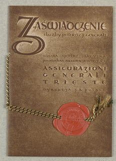 Brochure, Zaswiadczenie... Voyages... Warsaw