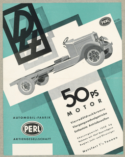 Brochure, Automobil-Fabrik Perl - 50ps Motor