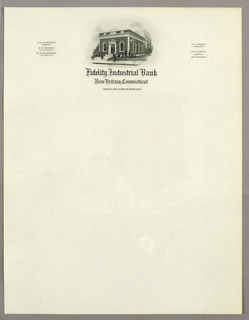 Letterhead, Fidelity Industrial Bank,