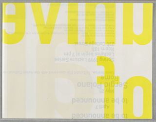 Poster, Poster for Lecture Program for Faculty of Architecture Landscape and Design, University of Toronto