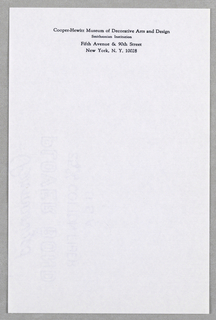 Letterhead, Cooper-Hewitt Museum of Decorative Arts and Design, Smithsonian Institution