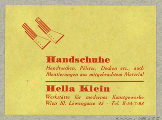 Business Card, Handschuhe [Gloves] Hella Klein