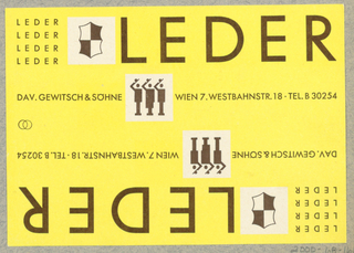 Business Card, Leder, David Gewitsch & Söhne, Wien