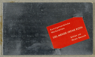 Business Card, Kunstgewerbliche Werkstatten Lisl Mense-Irene Roth [Arts and Crafts Worhshop, Lisl Mense-Irene Roth]