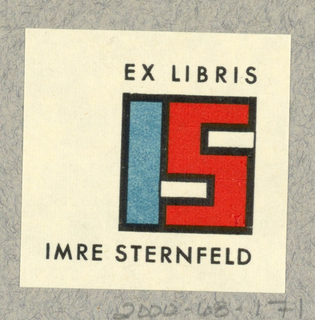 Ex Libris Label, IS (Imre Sternfeld)