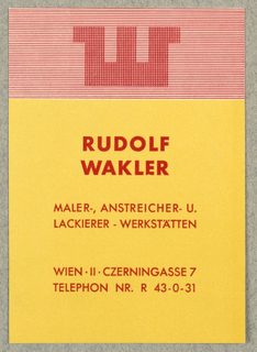 Business Card, Rudolf Wakler, Maler, Anstreicher -und Lackierer