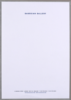 Letterhead, Letterhead for Gagosian Gallery, London