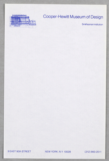 Letterhead, Cooper-Hewitt Museum of Design, Smithsonian Institution