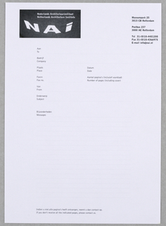 Letterhead, NAI (Nederlands Architectuurinstituut) Fax Form