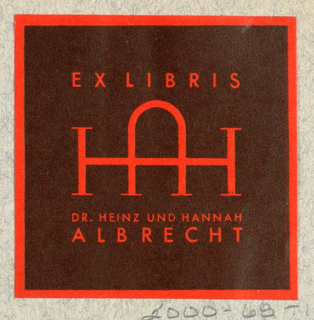 Ex Libris Label, Dr. Heinz und Hannah Albrecht [Dr. and Mrs. Heinz Albrecht]