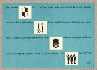 Business Card, Sie wissen doch ... David Gewitsch & Söhne, Wien