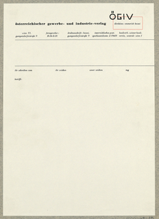 Letterhead, ÖGIV [Österreichischer gewerbe - und industrie - verlag, Wien]