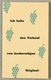 Business Card, Ich Habe den Verkauf von hochwertigen Original - Dessertweinen J. Deutsch