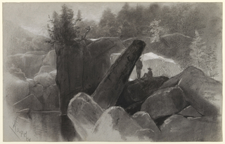 Drawing, Fishermen on a Rock