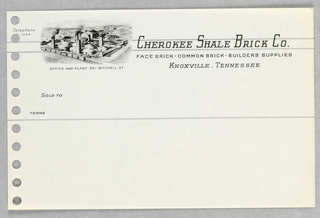 Invoice Form, Cherokee Shale Brick Co.