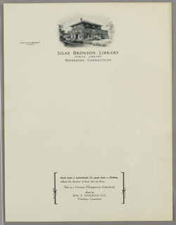 Letterhead, Silas Bronson Library, Wa