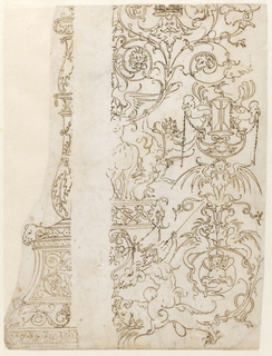 Drawing, Design for Candelabrum and Panel of Grotesques
