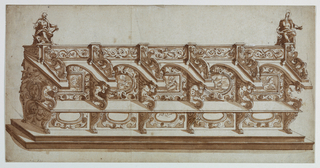 Drawing, Design for Five Choir Stalls