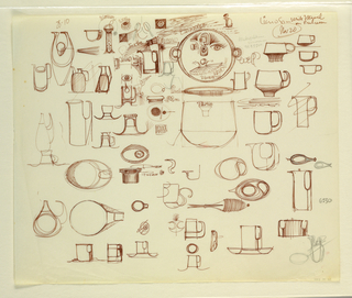 Drawing, Studies of pitchers, cups