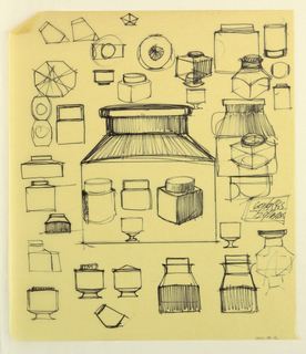 Drawing, Studies of jars and bottl