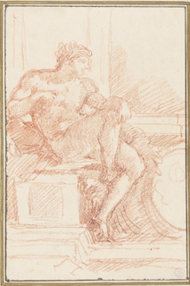 Drawing, Ignudo from Sistine Chapel ceiling