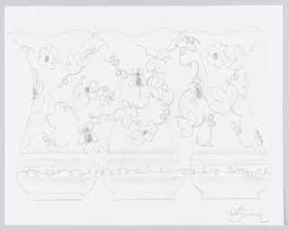 Drawing, Design for Tall Bee Vase