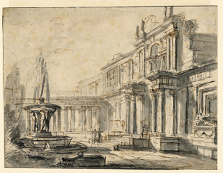 Drawing, Architectural Fantasy: A Courtyard