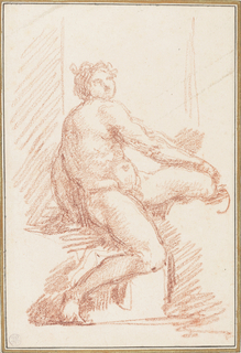 Drawing, Ignudo from Sistine Chapel ceiling