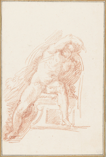 Drawing, Ignudo from Sistine Chapel ceiling