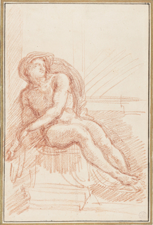 Drawing, Ignudo from Sistine Chapel ceiling
