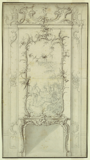 Drawing, Design for a Wall Panel with Fireplace