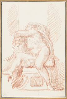 Drawing, Ignudo from Sistine Chapel ceiling